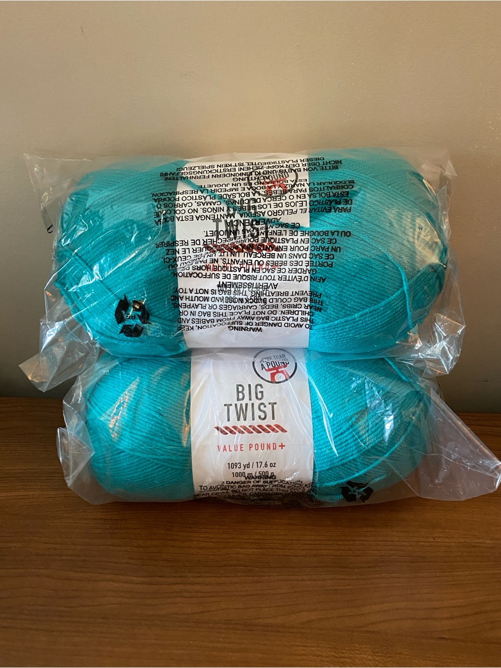2 Big Twist Value Teal 17.6 Oz Dye Lot 44/5982 Yarn Skeins